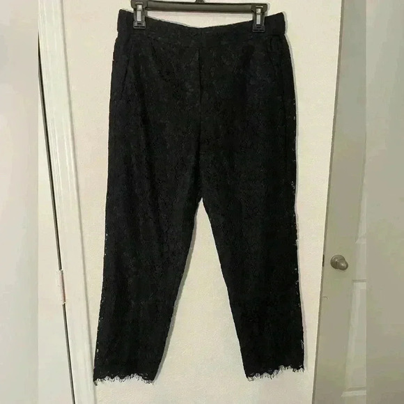 J. Crew Pants - J CREW Black Embroidery Fringe Cropped Capri Pants Womens Size 6
